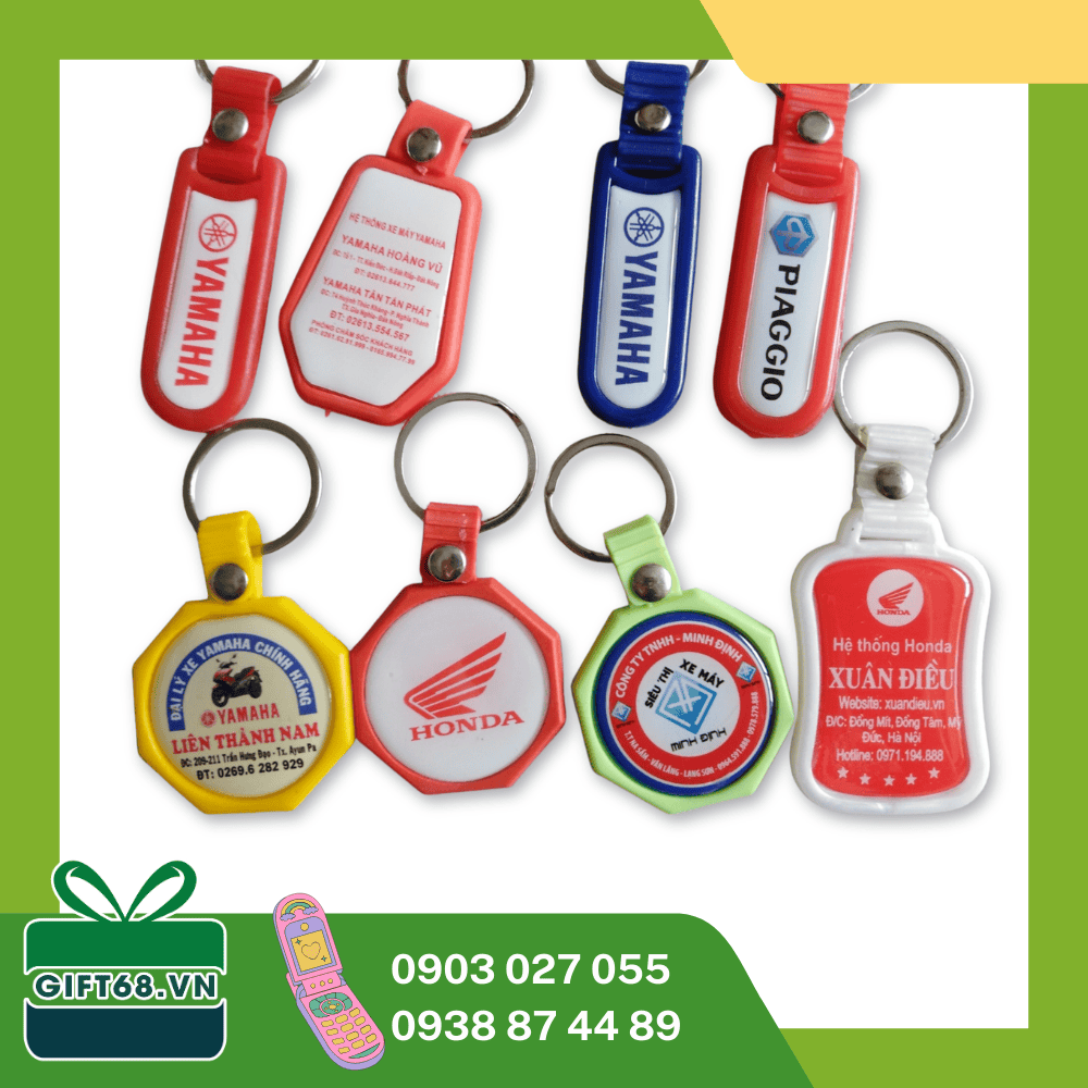 Móc Khóa Quảng Cáo Cho Đại Lý Xe Máy – Xe Điện Tại Đồng Nai, Biên Hòa | Nhựa Dẻo, Mica, Đổ Keo Epoxy